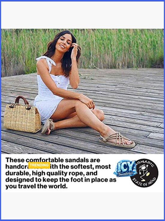 Handmade Adjustable Rope Sandals - Machine Washable Vegan-Friendly main image 4